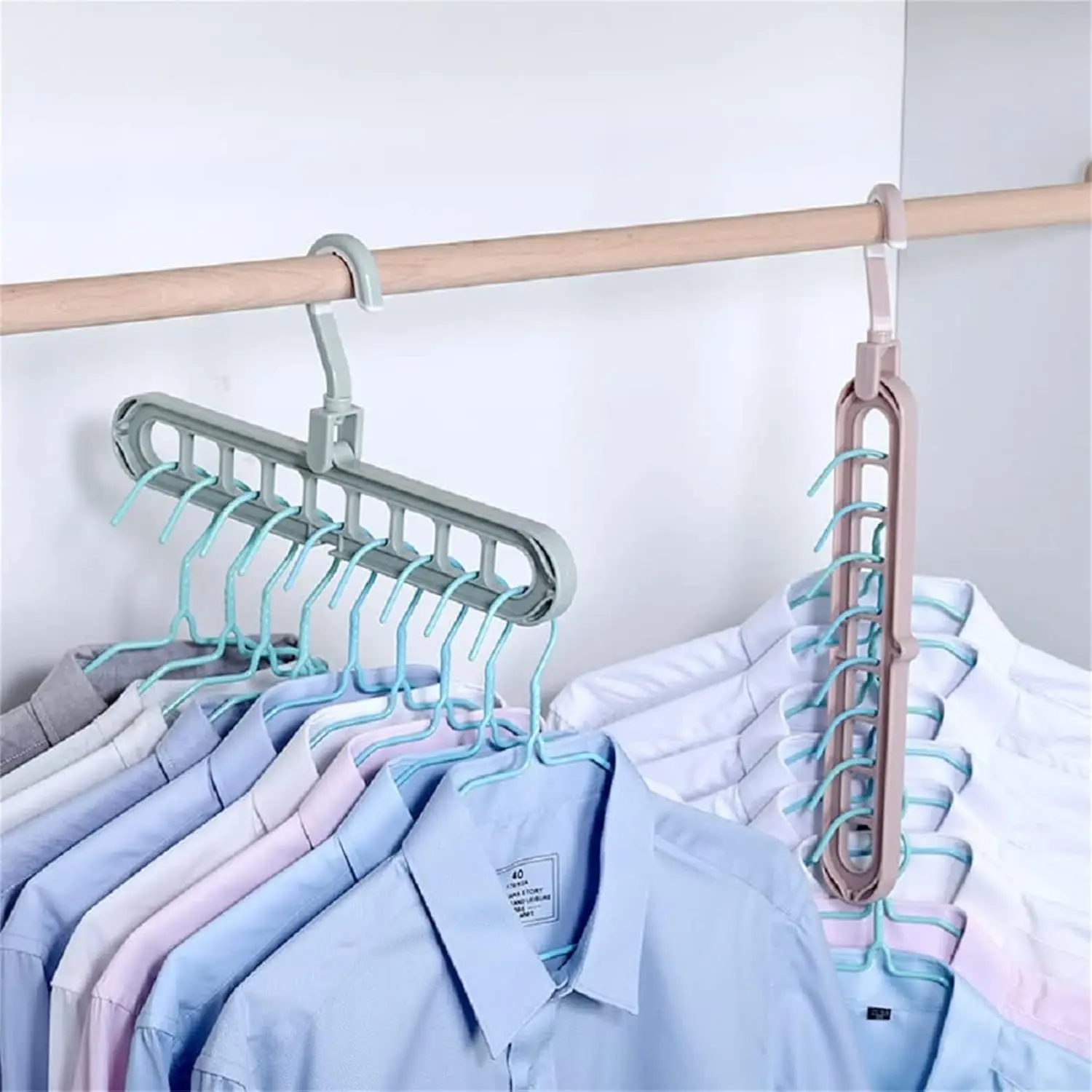 Plastic Collapsible Hanger Organizer for Shirt - Closet Hangers Space Saver with 9 Holes - Magic Foldable Clothes Hangers