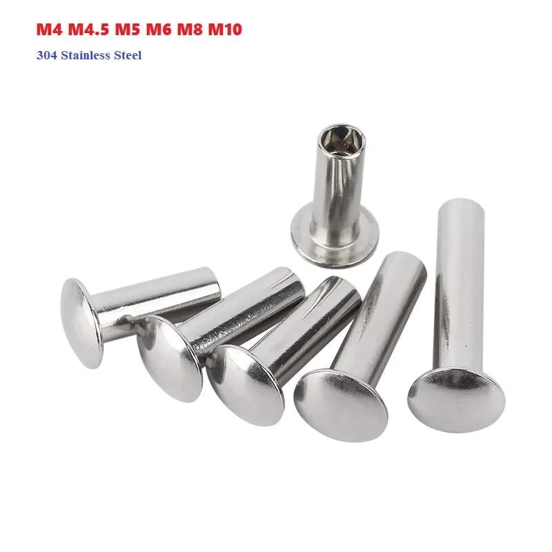 M4 M4.5 M5 M6 M8 M10 304 Stainless Steel Round Flat Truss Head Half Semi Hollow Shank Rivet Screw Dia=4mm-10mm