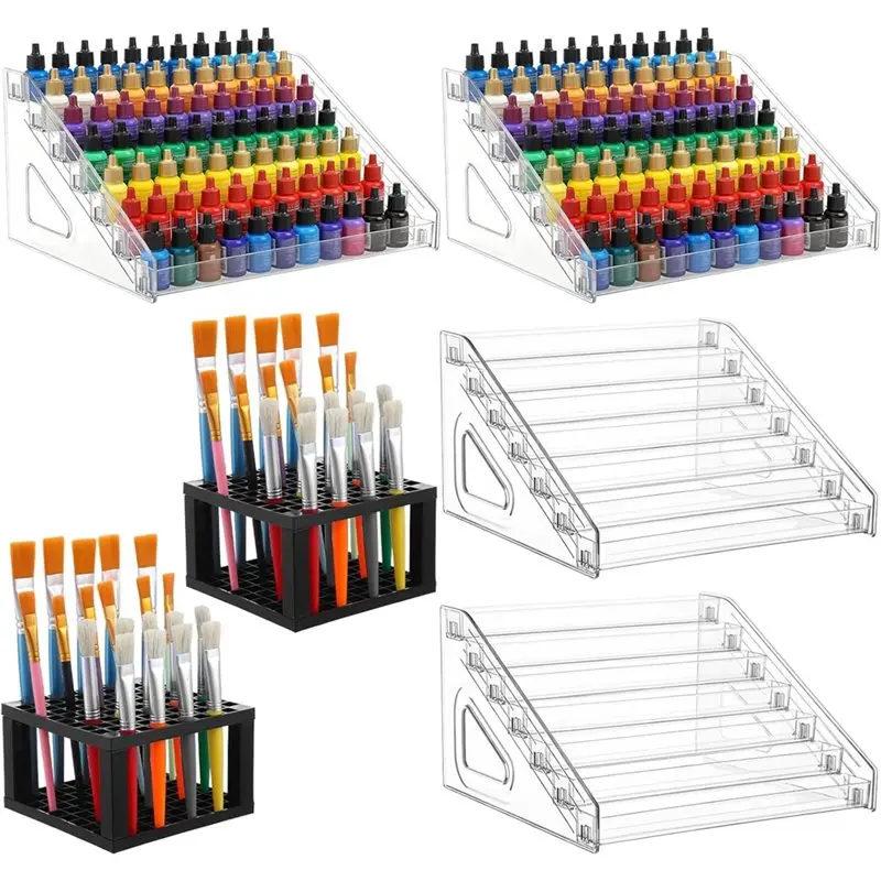 mach-for-versatile-acrylic-paint-organizer-rack-4-pcs-with-2-pcs-brush-holders-includes-7-layer-paint-tube-storage