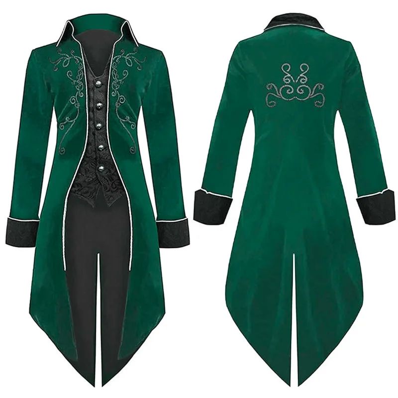 2025 novo loween fraque idade média retro longo punk traje masculino produção chinesa primavera temporada palco traje