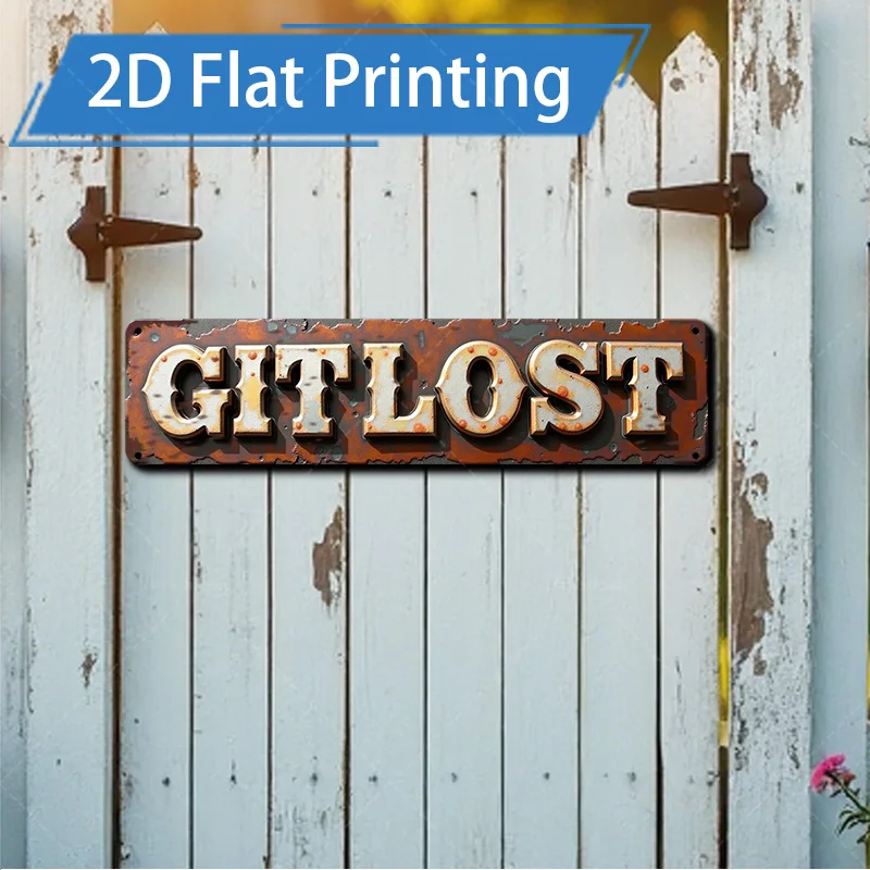 

1pc Metal Sign, 4x16inch "Rustic 'GIT LOST' Metal Sign for Farmhouse Decor, Vintage Style Wall Art"