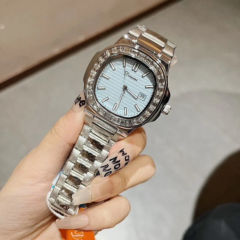 Jam tangan wanita mode baru 2024 jam tangan mewah merek Top jam tangan kuarsa wanita berlian imitasi unik wanita