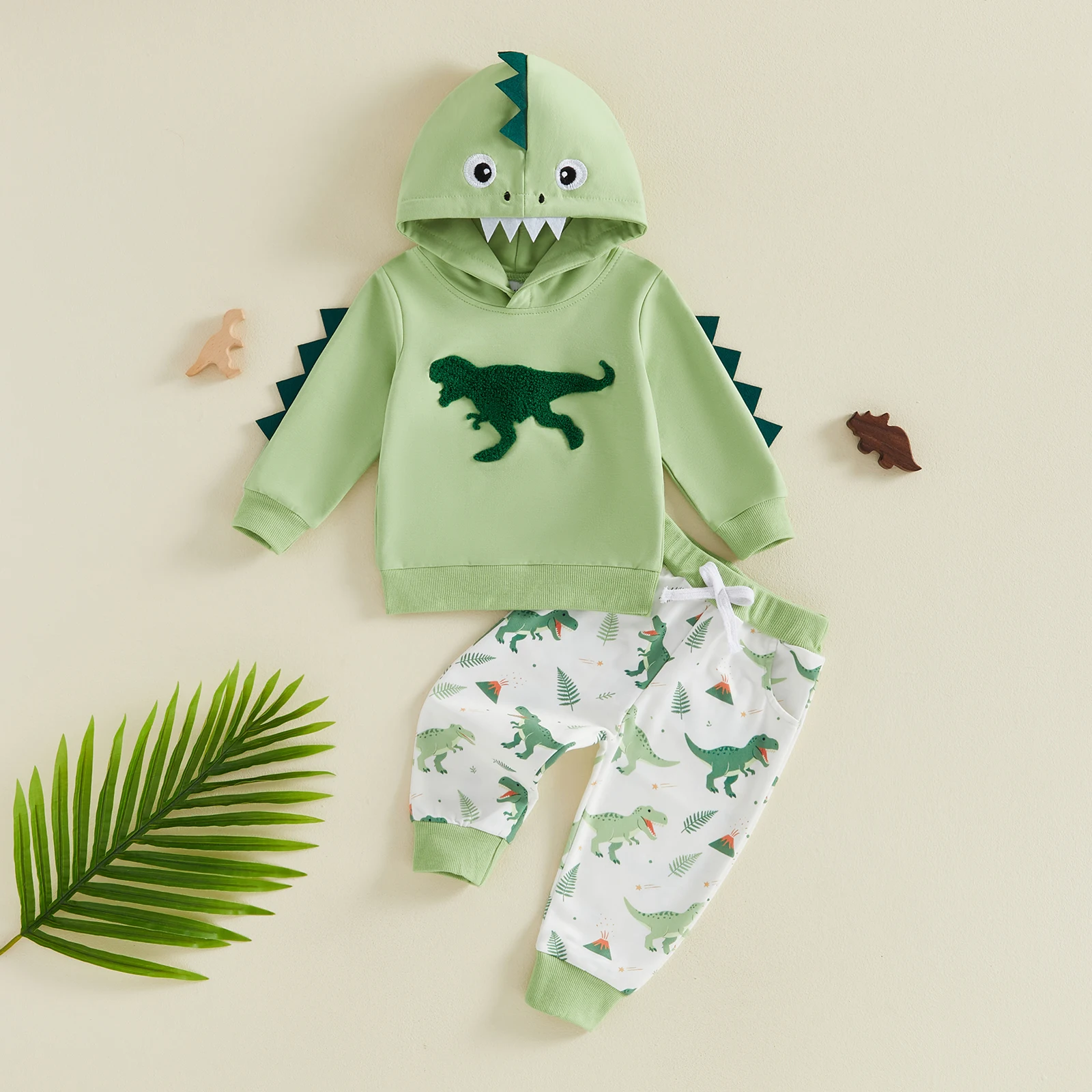 Cute Baby Boy Fall Outfits Long Sleeve Hoodies dinosaur Print Joggers Pants Baby Costume Set