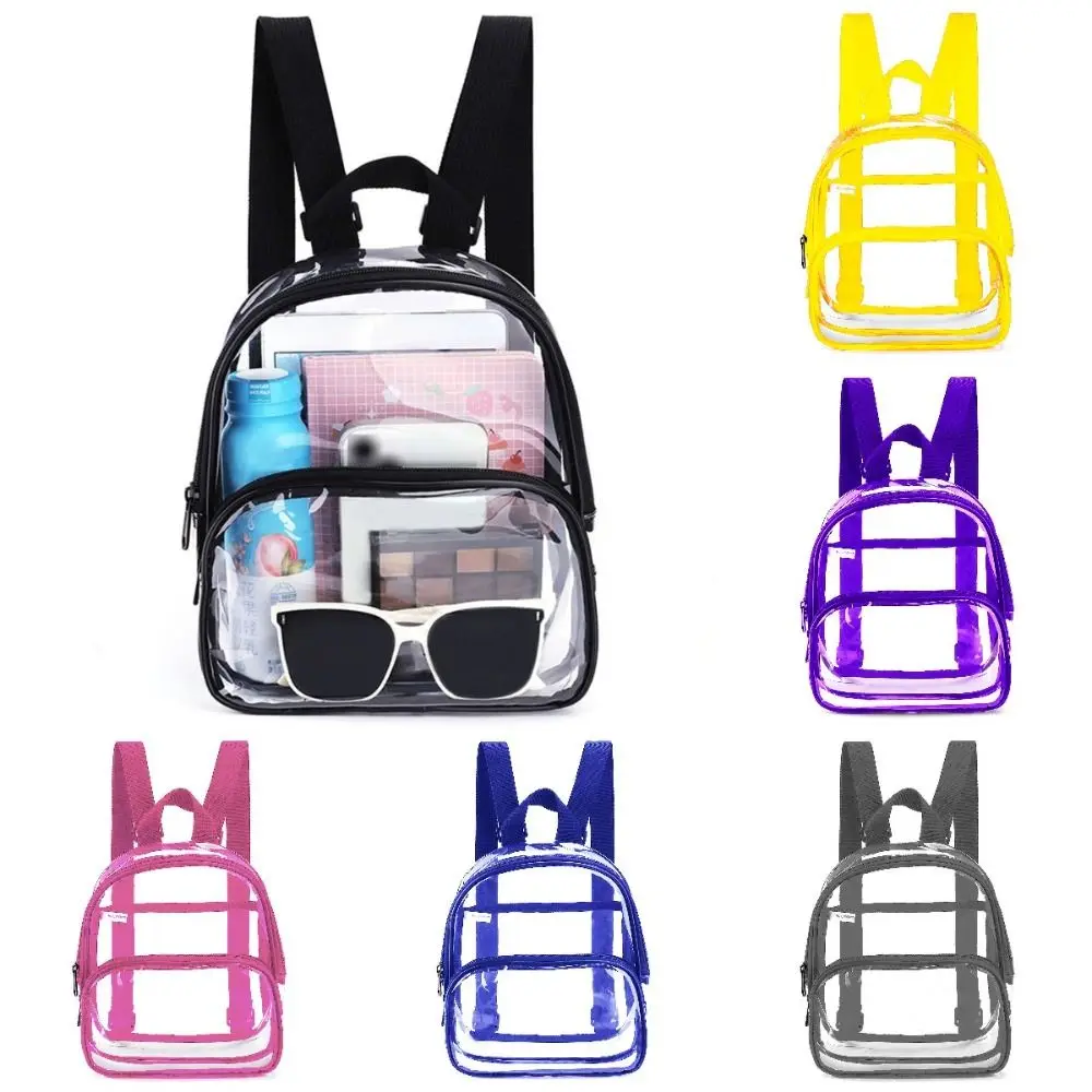 

Waterproof Transparent Backpack Zipper Korean Style Students School Bag Adjustable Shoulder Strap Large Capacity