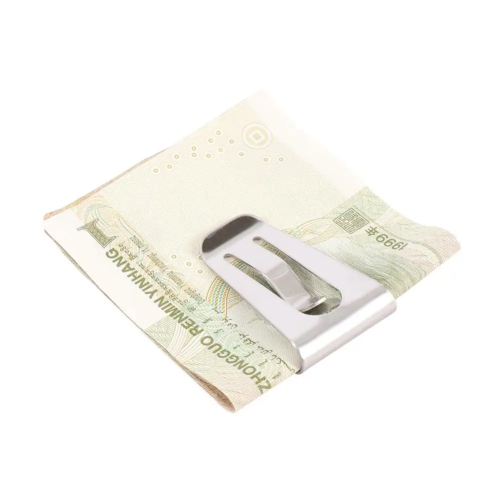 ポータブル文具チケットホルダー名刺ホルダーステンレス鋼紙幣クリップキャッシュホルダー中空 ID カードマネークリップ