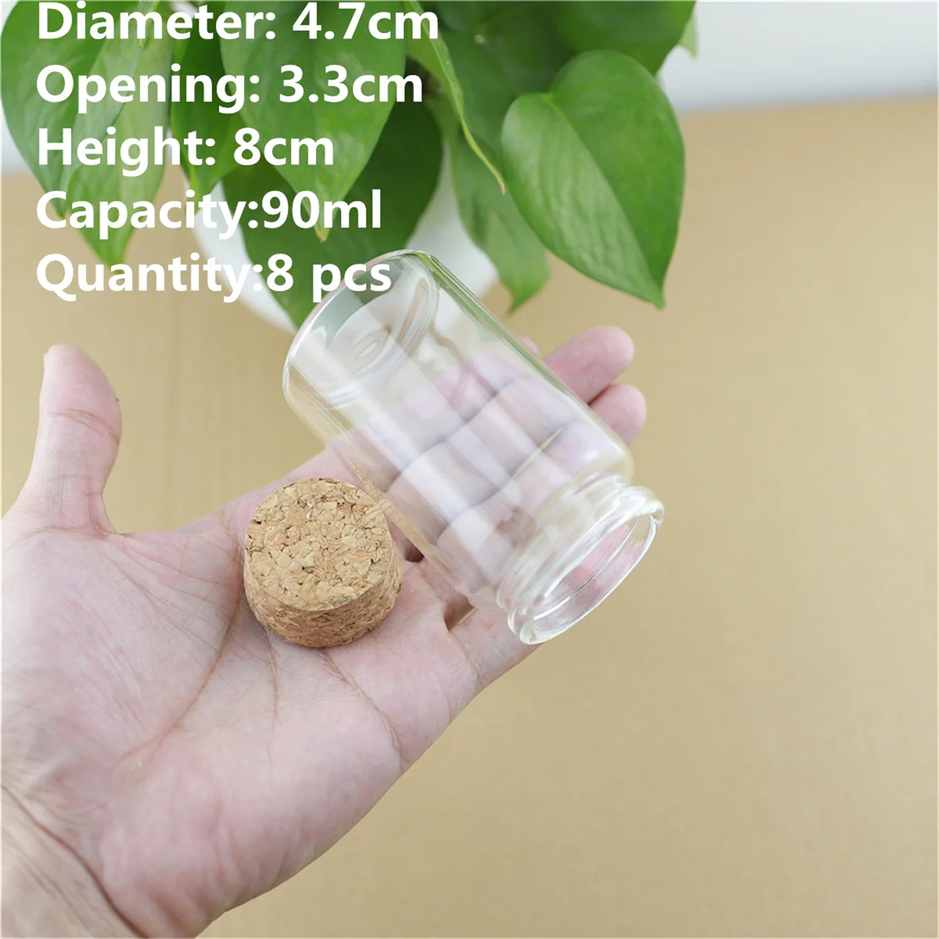 Decorative Glass Bottles 8 pcs/lot 90ml Wishing Glass Jars Bottle Containers Decoration Glass tube Flat bottomed DIY Craft