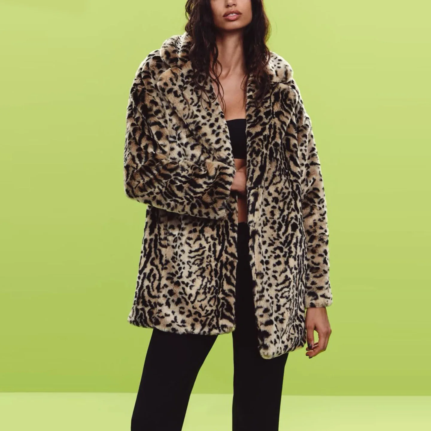2025年秋 レディース レオパード柄風 フェイクファーコート ジャケット スタンドフィット ヨーロッパ風 スレZブランド ユースファッション