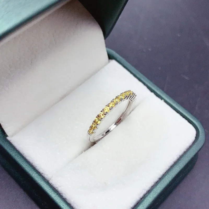 Fashion Design Silver Inlaid Citrine Engagement Rings for Women Adjustable Classic Light Luxury Fresh Wedding Jewelry