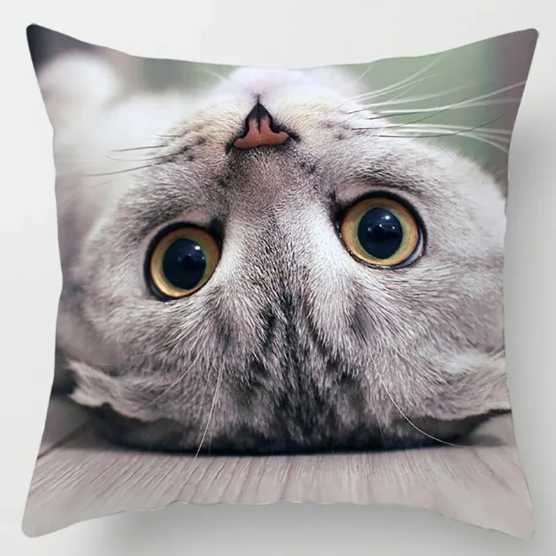 Cute Cat Hug Pillowcase Pet Interactive Illustration Cushion Healing Home Decoration Sofa Pillow