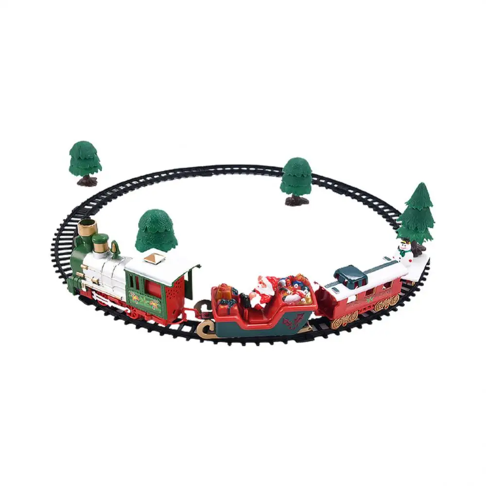 Coche de riel de Navidad eléctrico 3 en 1, montaje Retro, modelos de Mini tren, decoraciones para el hogar, vehículos para niños, coche de juguete, regalos de navidad