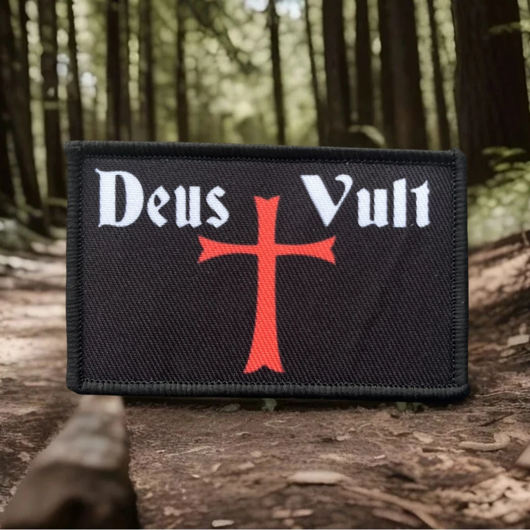Deus Vult Knights Templar Legion Tactical Patch Military Morale Army Armband Printed Hook and Loop Patches for Backpack Sticker