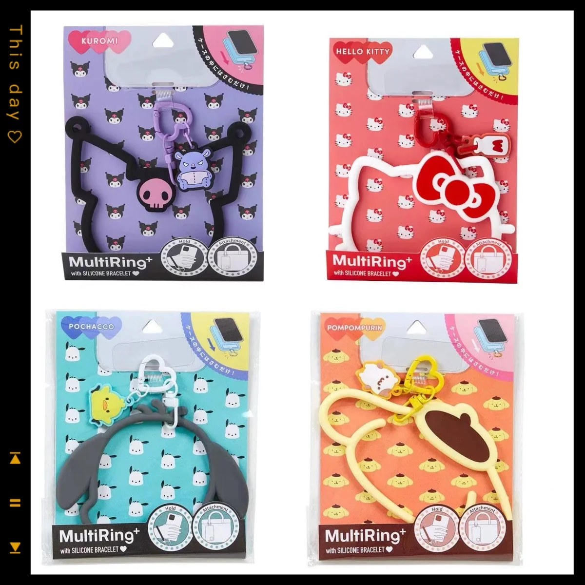 

Kawaii sanrio cute mobile phone soft rubber lanyard anti-lost hello kitty keychain cartoon koulomi anime doll lady birthday gift