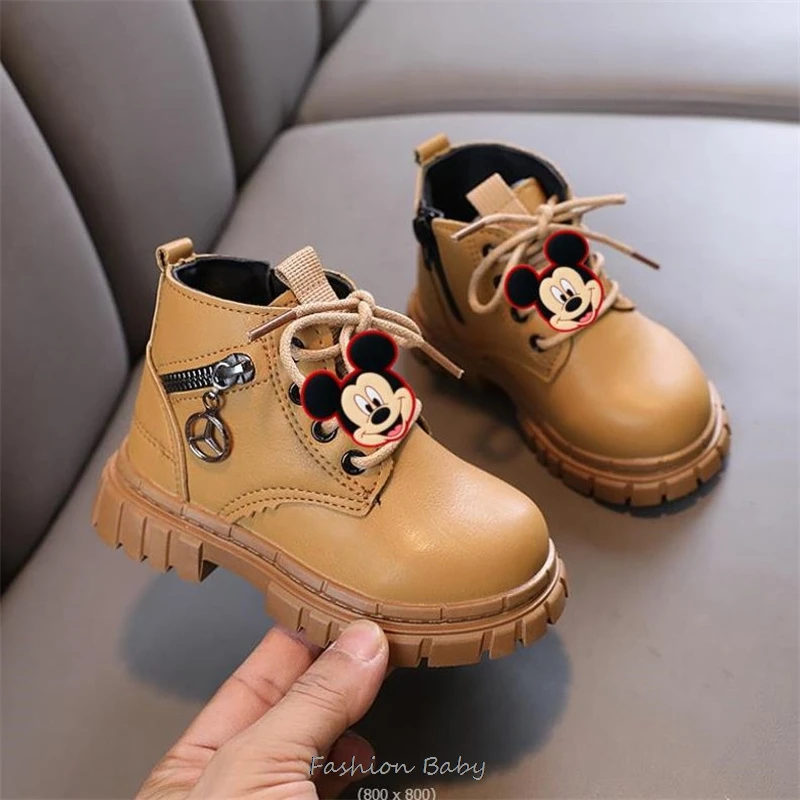 Mickey Minnie Girls Kids stivaletti per ragazzi bambini stivali con suola morbida scarpe da esterno antiscivolo Fashion Toddler Kids Short Boot