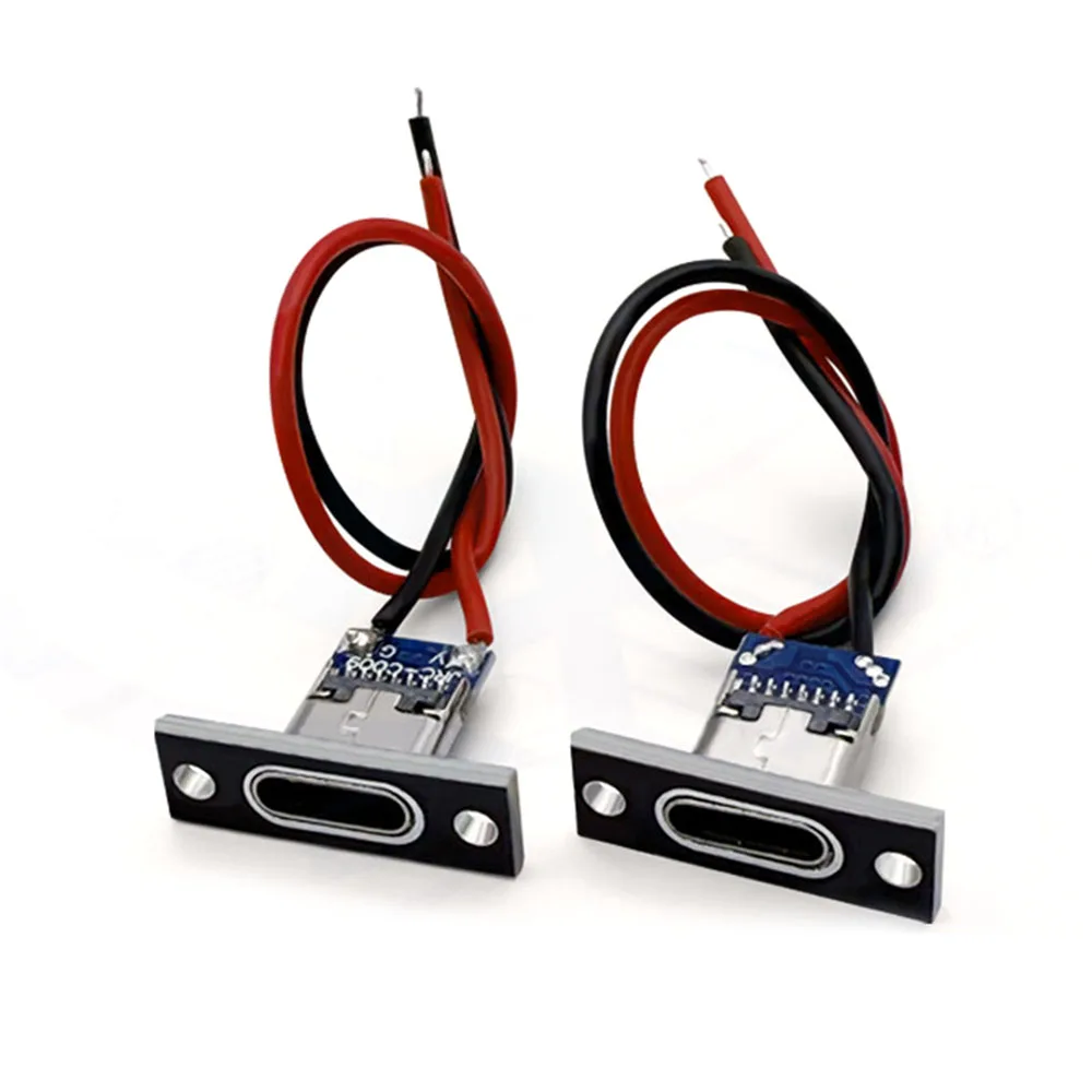 USB 3.1 Jack Connector 2Pin Charging Port USB C Socket Soldering Repair Adapter With Screw Fixing Plate Mount