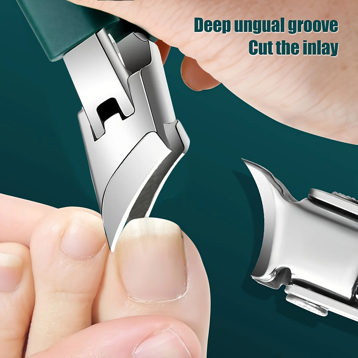 กรรไกรตัดเล็บ Anti-Splatter ใหม่และตะไบเล็บแก้ว ช่องกว้างและใบมีดโค้ง ทําจากสแตนเลส Hypoallergenic, P