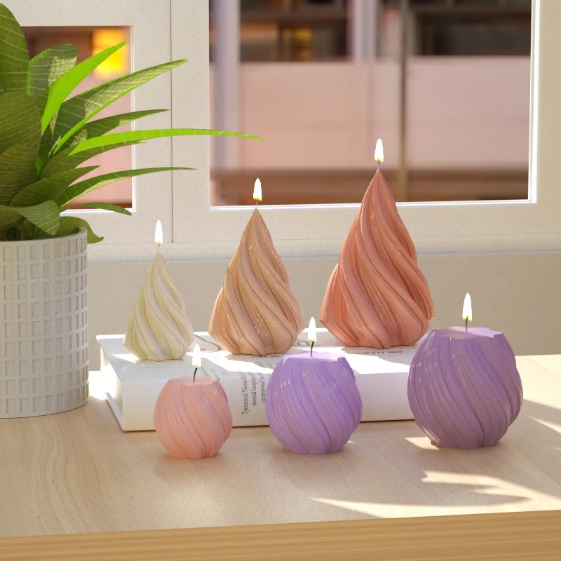 Irregular Silicone Candle Geometric Wave Rotating Multiple sizes Candle Mold DIY Resin Soap Gift Candle Making Mold Crafts Home