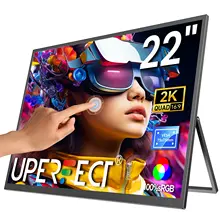 UPERFECT UMAx 22 Tela sensível ao toque/sem toque Tela de computador Monitor de 22 polegadas 2K 1440P 100% sRGB IPS Display com suporte para laptop PC Mac Phone PS5 Steam Decks Switch Console de jogos