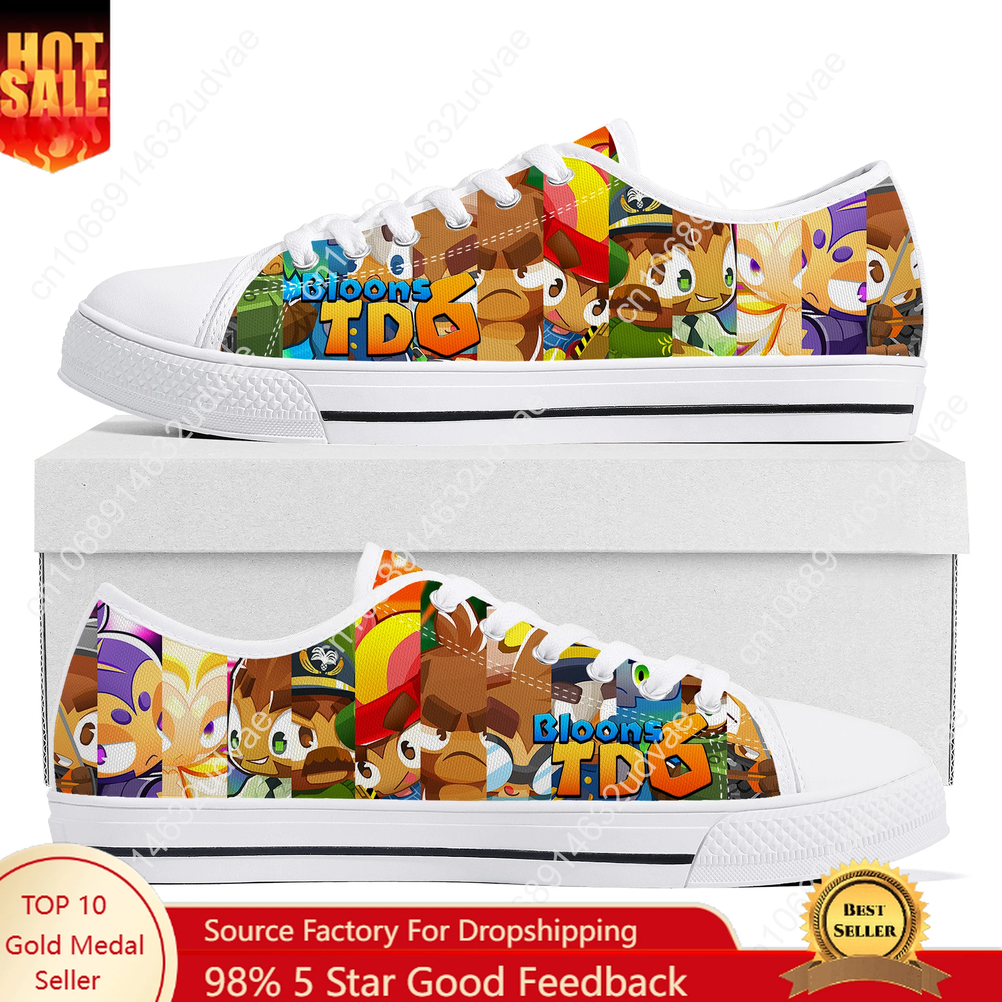 

Bloons TD6 Sneakers Low Top Shoes Men Women Teenager Canvas High Quality Sneaker Casual Custom Made Shoes Customize Shoe White