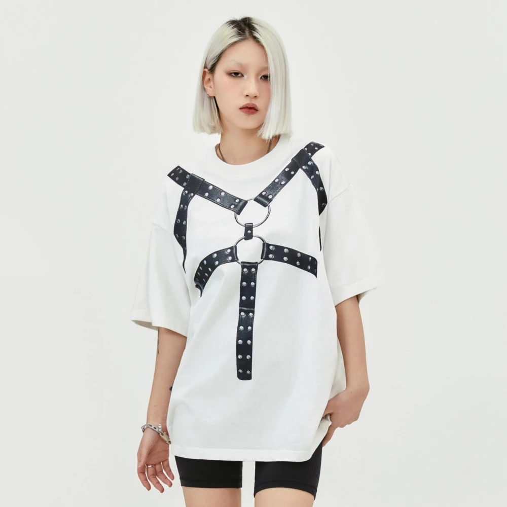 Oversized Loose T-shirt For Women T Shirts Harajuku Punk Grunge Vintage Short Sleeve Y2k Tops 2024 Summer Streetwear Gothic Tees