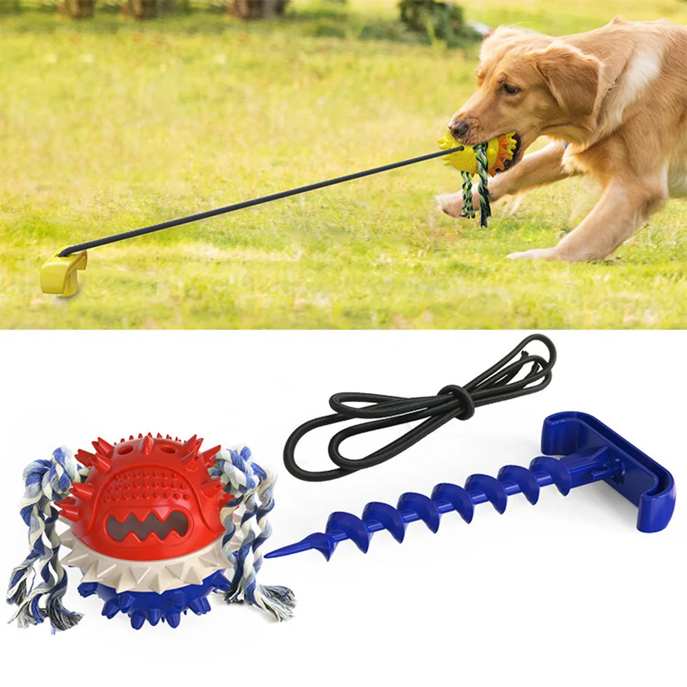 

Dog Chew Toy Molar Bite Squeaky Ball And Stake Interactive Dog Tug Of War Toys Pet Supplies Dog Training Treats Teething Toys