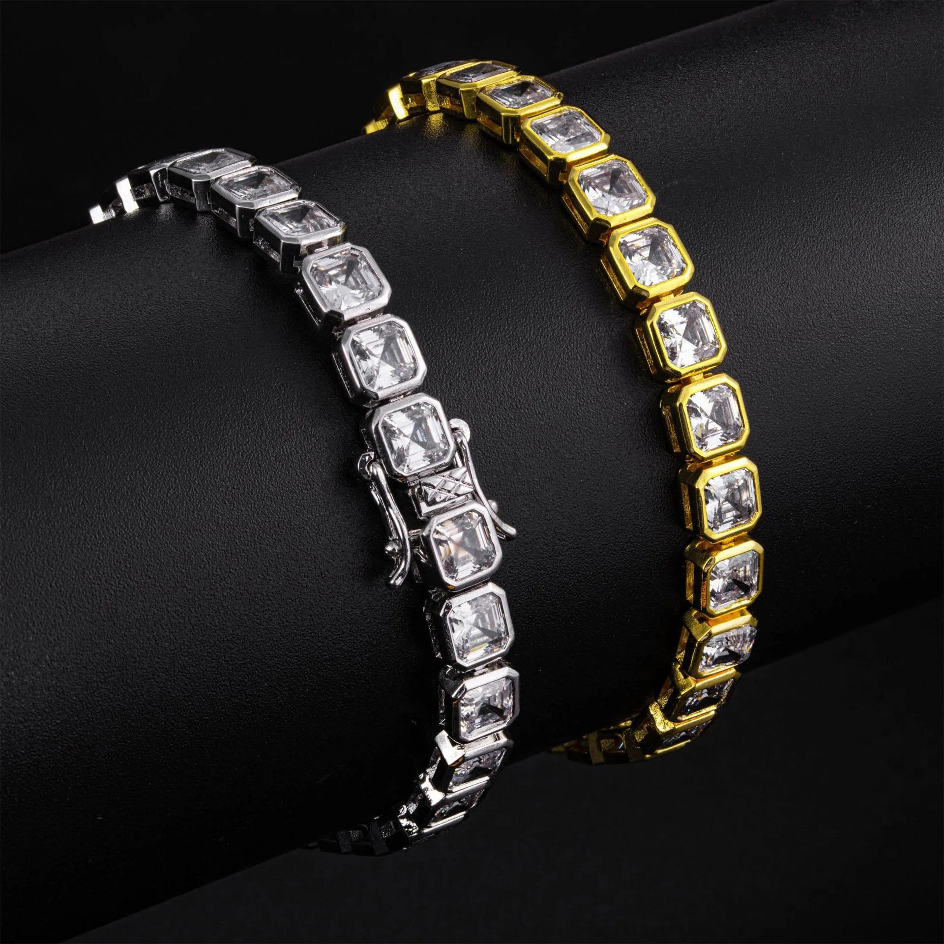 Fashion Shiny Exquisite AAA+ Zircon Geometric grid tennis chainfor Women's and man bracelets Luxury Dainty Temperament Jewelry