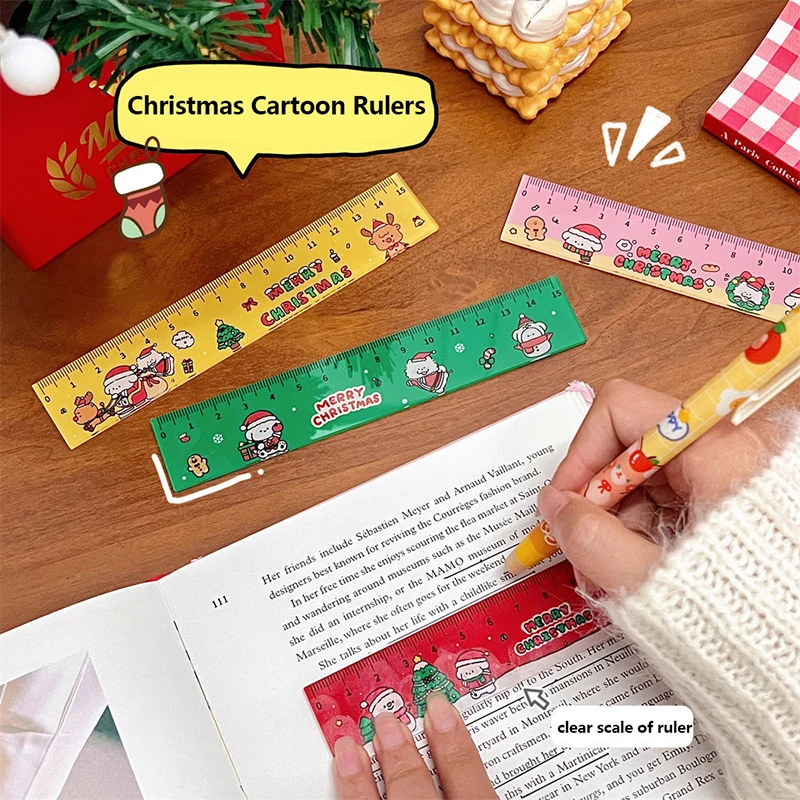 15cm Cartoon Christmas Magnetic Ruler Kawaii Stationery Rulers Student Soft Design Ruler Set of Drafting Rules SchoolSupplies