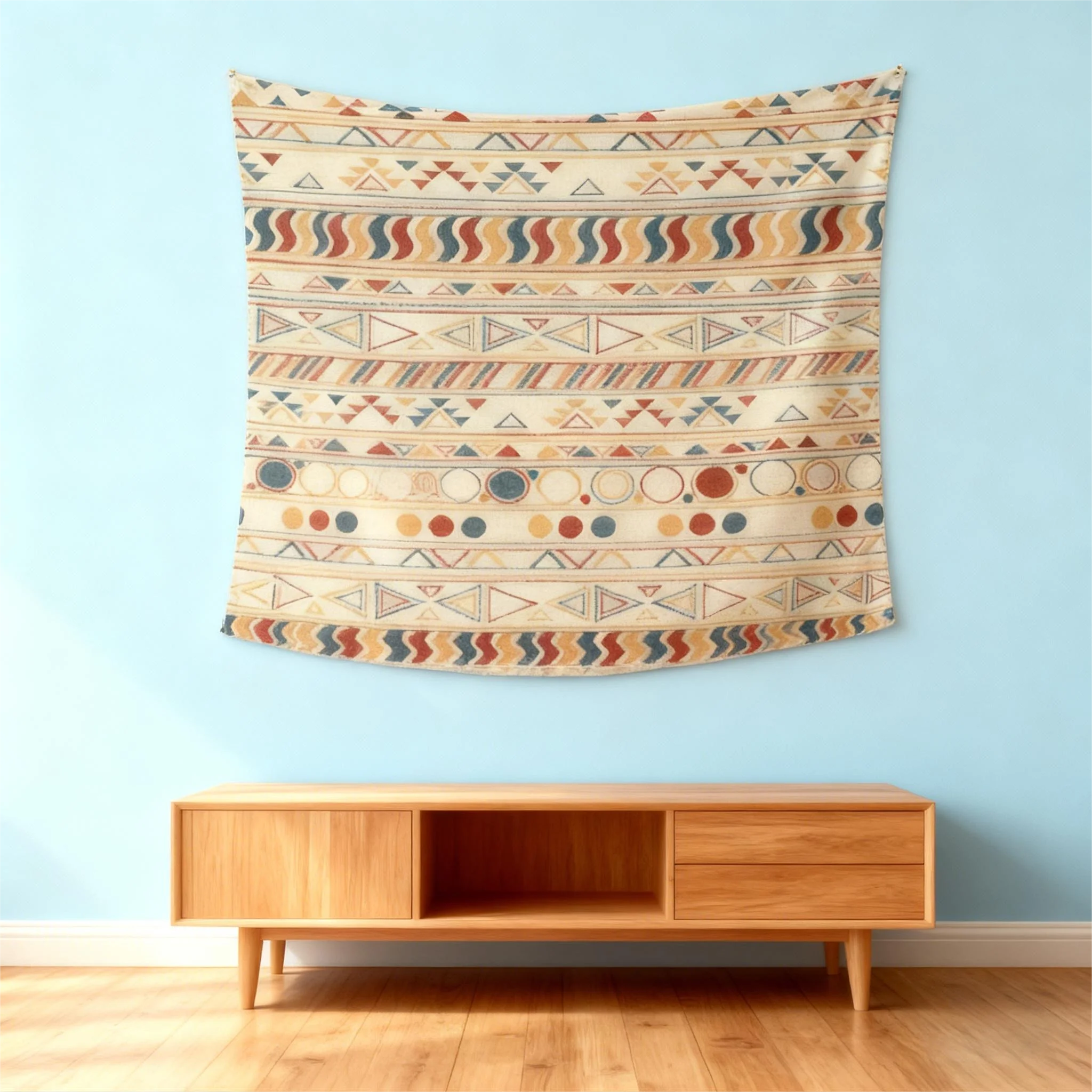 Benutzerdefinierter Boho-Wandteppich – Wandkunst aus weichem Stoff für Schlafzimmer/Hotel, beige Hippie-Dekor