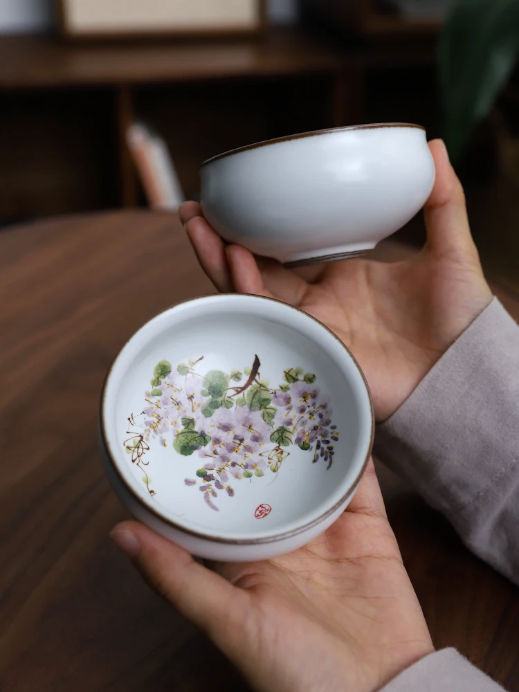 

Чайная чашка ручной росписи из фарфора Цзиндэчжэнь, термостойкая, для заваривания чая Пуэр, с подглазурной росписью