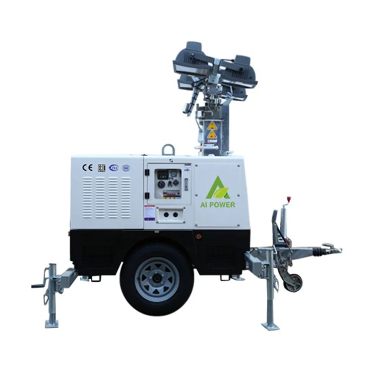 Silent mobile light tower die sel generator with high mast