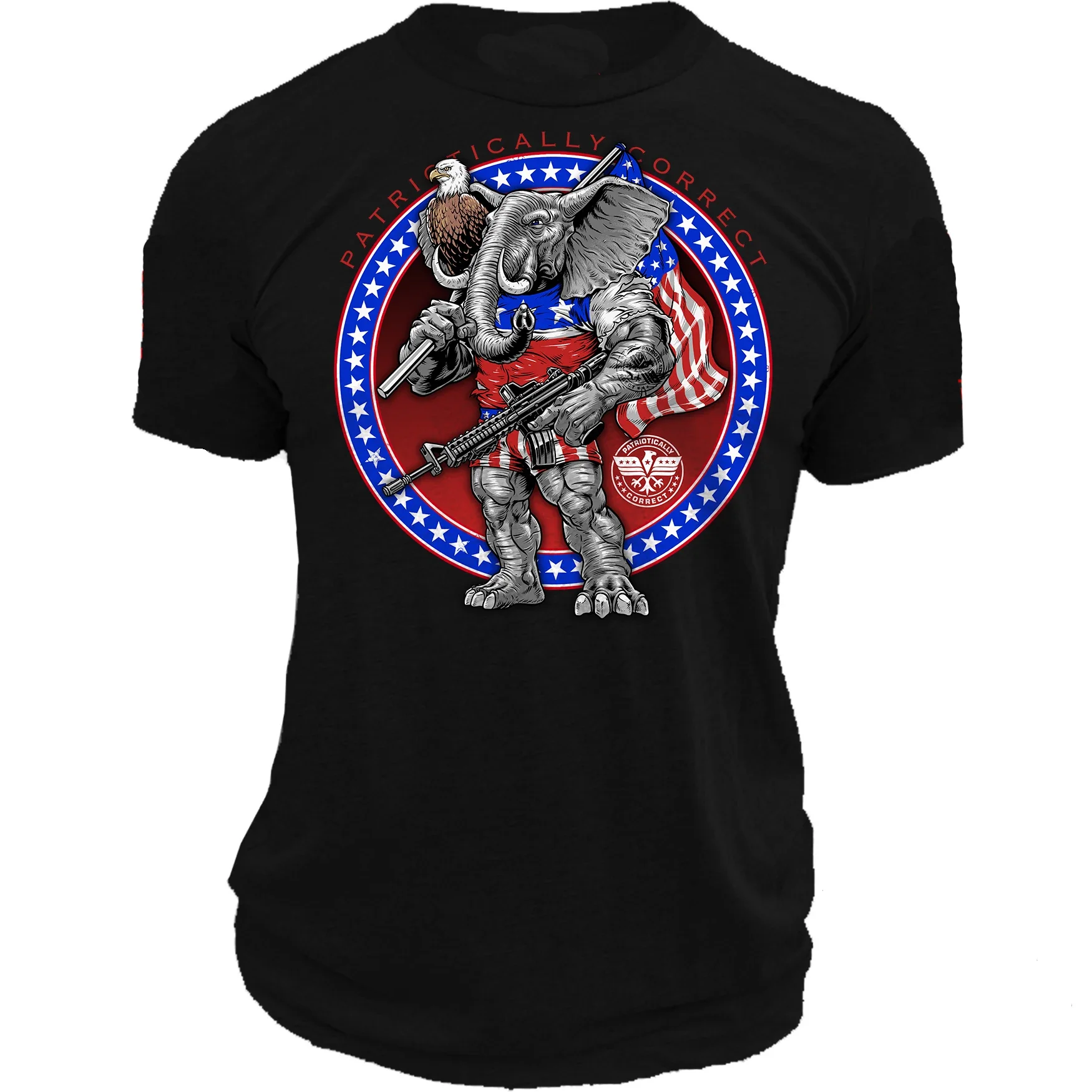 Rights Liberties and Love for Country. Elephant Patriot T-Shirt 100% Cotton O-Neck Short Sleeve Casual Mens T-shirt Size S-3XL