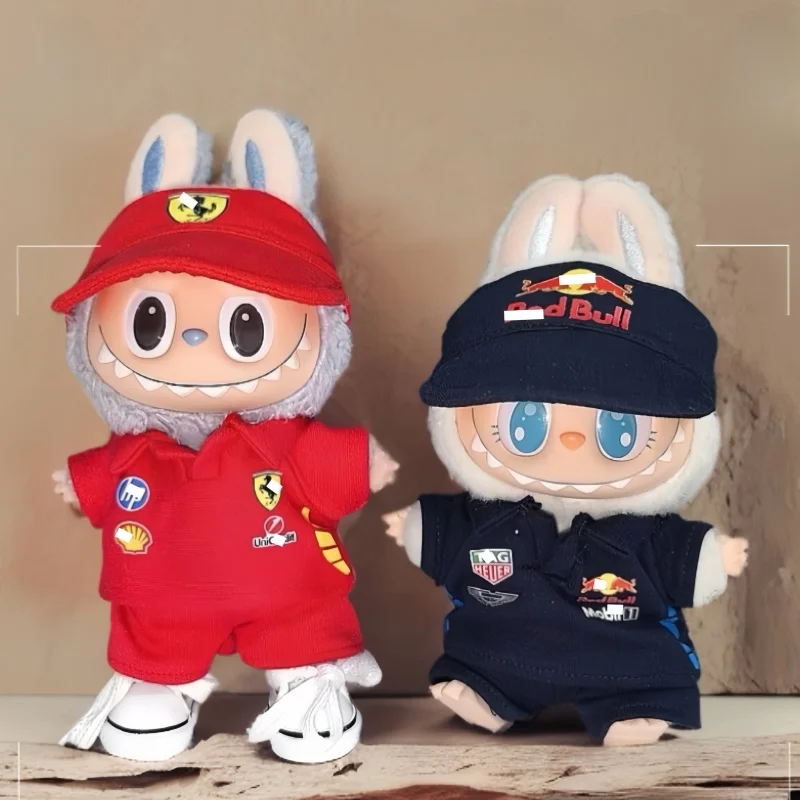 

Labubu Par Hanging Toy Doll Clothes Motorcycle Suit Racing Suit Set 7cm Plu Toy Collectible Figure Accories