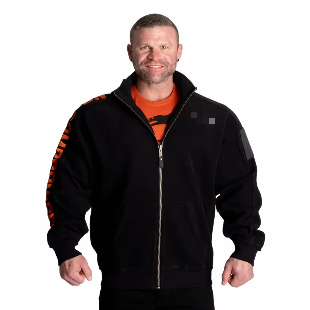 New Large Orange Classic European and American Fitness Training Hoodie Jacket