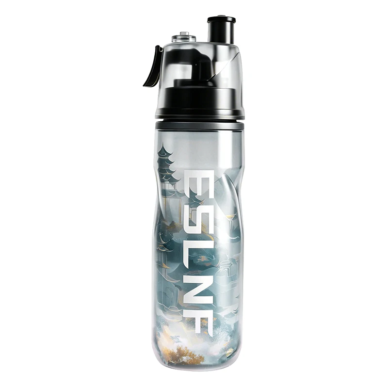 AliExpress ESLNF Double-layer Refrigeration Bicycle Water Bottle 3-6 Hours Spray Direct-drinking 2 In 1 Design Sports Kettle New