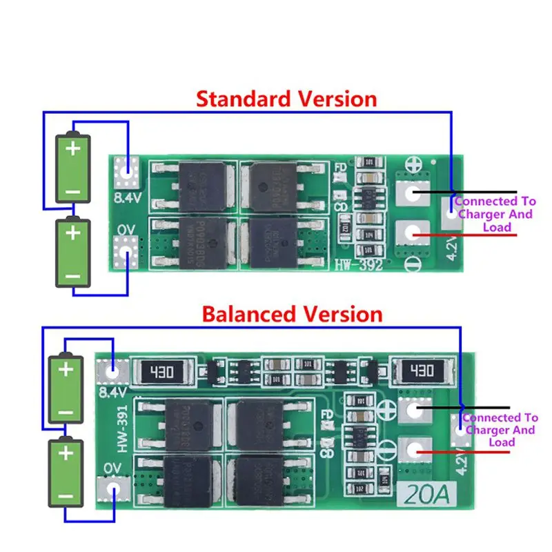 TZT 1/3PCS 2S 20A 7.4V 8.4V 18650 Lithium Battery Protection Board/BMS Board Standard/Balance For DIY