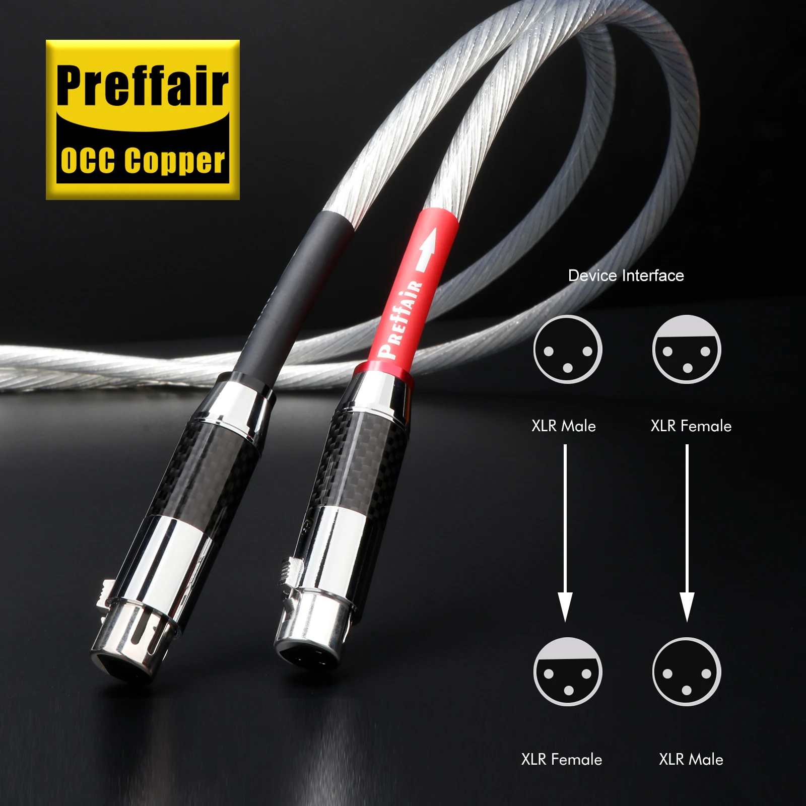 

Preffair hi-fi 8 Cores 6N OCC Silver Plated XLR Audio Cable with Carbon Fiber XLR male to female connector