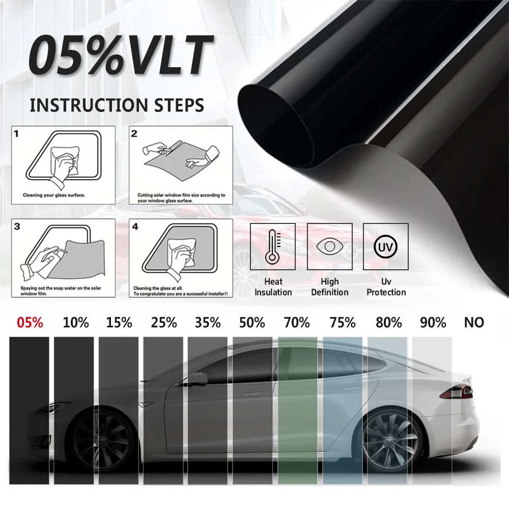 VLT05% and UVR100% Heat Resistant Privacy Protection Nano Carbon Window Solar Film Tint Film For Car