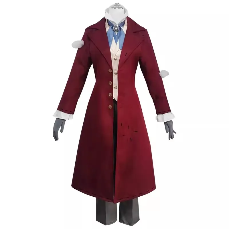 Game Identity V Composer Frederick Kreiburg Cosplay Costume Wig Red Party Suit Coat Top Pants Shoes For Women Men Halloween