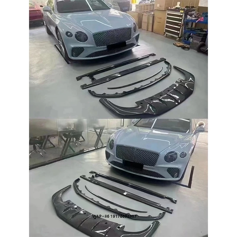 

Auto Parts for Continental GT 2015-17 Upgrade W12 Carbon Fiber Body Kit Front Lip Rear Diffuser Spoiler Side Skirts