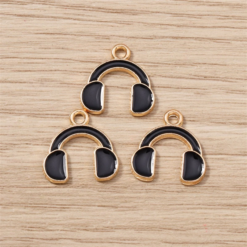 10 Stück 14x14mm Niedliche Emaille-Musik-Kopfhörer-Anhänger für Schmuckherstellung, Ohrringe, Halsketten, DIY-Bastelzubehör – Detail 7