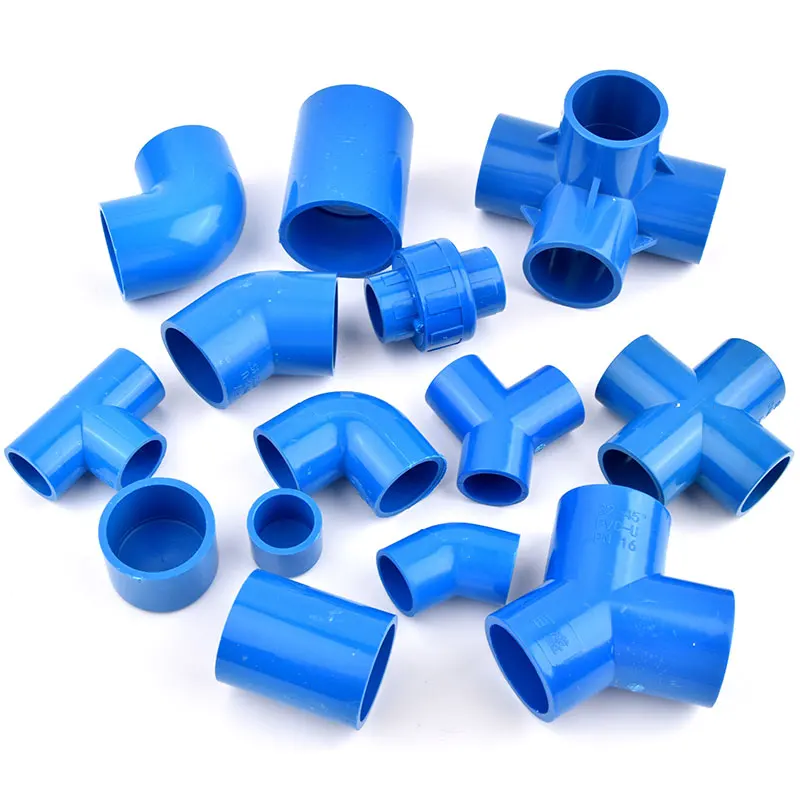 Blue 20/25/32/40/50mm PVC Connector Straight Tee Cross Joint 90° Elbow Water Pipe Adapter Aquarium Water Supply 4/5/6-Ways Joint