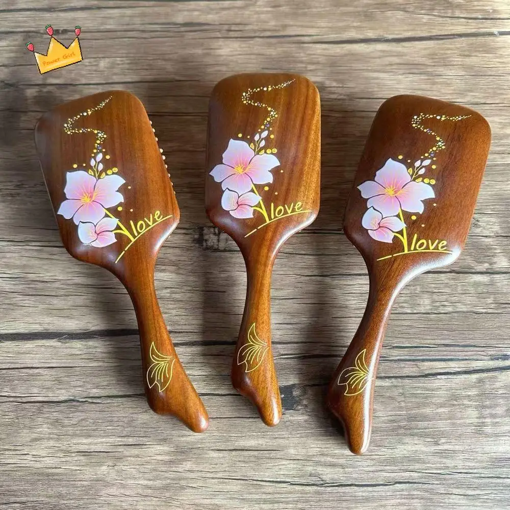 

Портативная расческа для волос из сандалового дерева, антистатическая расческа на воздушной подушке для кожи головы, снимающая кровообращение головы, подушка безопасности, массажная расческа для женщин