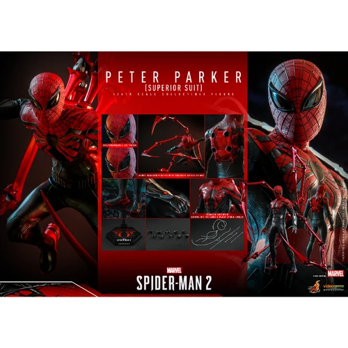 재고 있음 HotToys VGM61 피터 파커 슈페리어 슈트 1/6 애니메이션 액션 피규어 장난감 선물 모델 컬렉션 취미