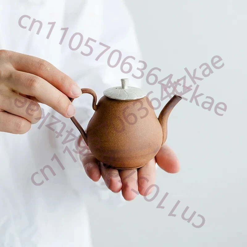 

125ml Pure Handpainted Silver Cover Ceramic Teapot Retro Old Rock Clay Pot