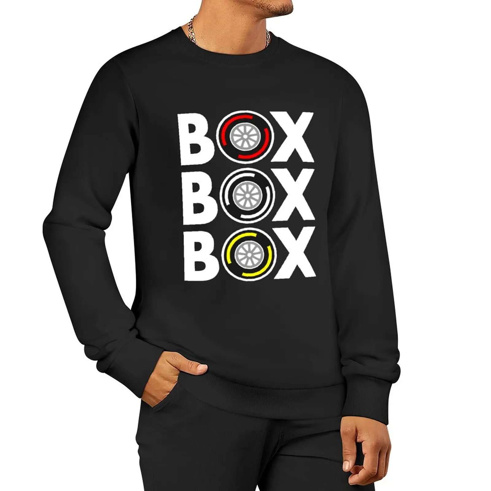 Box Box Box F1 Tyre Compound White Text Design Pullover Hoodie mens designer clothes men's winter sweater winter man sweatshirt