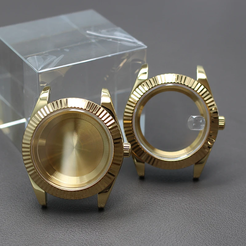 Sapphire Crystal Glass Watch Case, Dial Parts, Movimento 28.5mm, ouro, Seiko, NH34, NH35, NH36, NH38, Miyota 8215, 36mm, 40mm