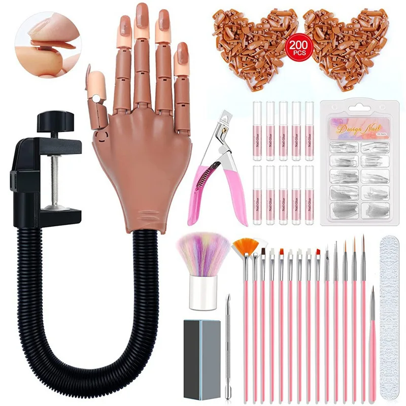 Professional Nail Art Training Tool Set, Artificial Hand Model for Beginner Nail Care Practice