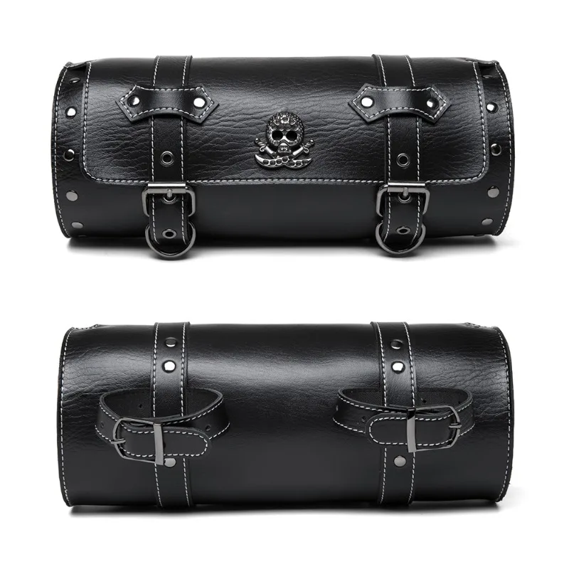 Punk Skull Motorcycle Tool Roll Bag Front Fork Saddlebag Universal Motorbike Handlebar Storage Pouch for Harley Dyna Cafe Racer