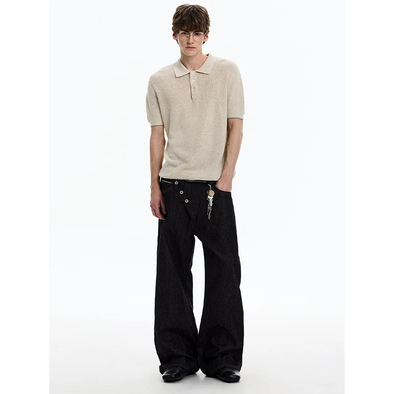 KEQI Men's Black Gothic Emo Cargo Jeans Oversize Grunge Cowboy Pants Vintage Harajuku Baggy Y2k Boyfriend Denim Trousers Clothes