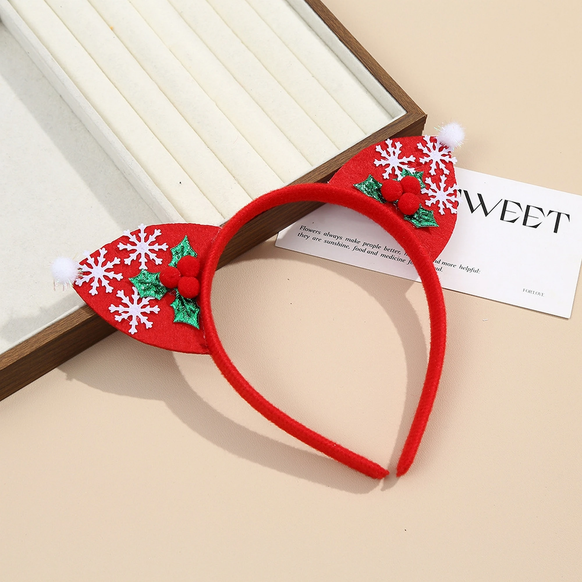 Christmas Hair Clip for Women Red Velvet Bow Hairpin with Glittery Snowflake and Berry Accents Festive Party Accessory