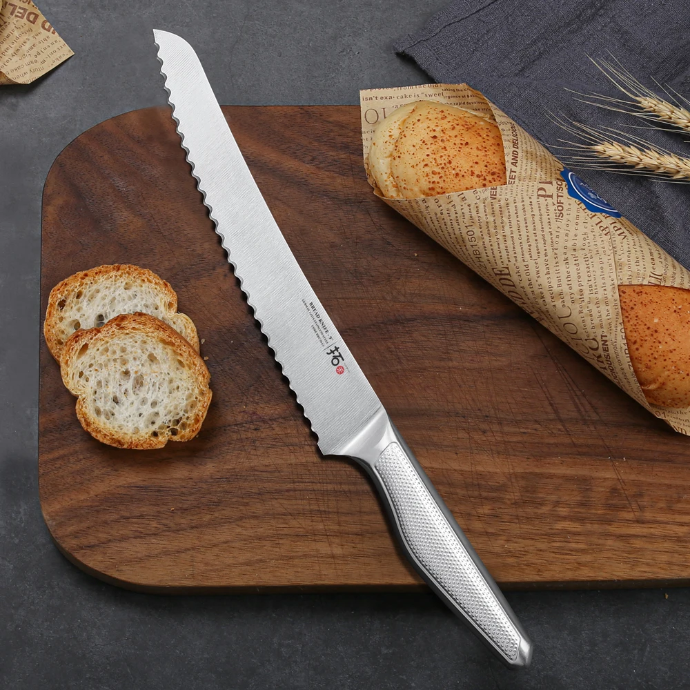 TURWHO 9 Inch Professional Bread Knife High Carbon German 1.4116 Stainless Steel Kitchen Knives Cheese Cake Chef Cutter Tools